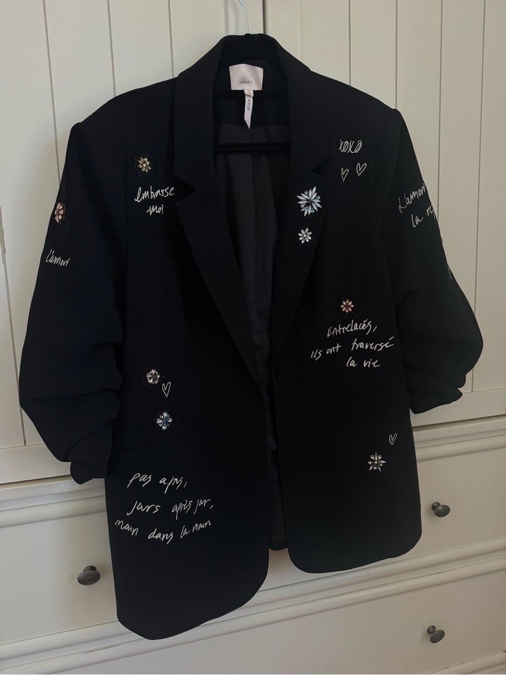 cinq a sept Black Embroidered & Beaded Blazer